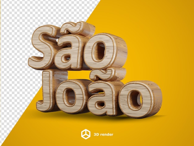 El letrero de madera 3D de Sao Joao para las festividades tradicionales brasileñas