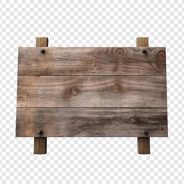Un letrero de madera aislado en un fondo transparente