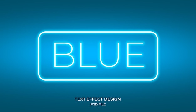 Letrero de neón azul con el diseño de efecto de texto.