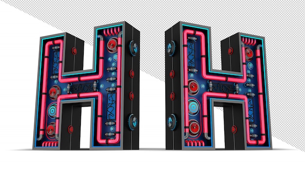 PSD letrero de neón en forma de letra h