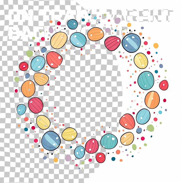 PSD letrero de pascua feliz línea de marco puntos de color objeto vectorial aislado isolado en transparencia