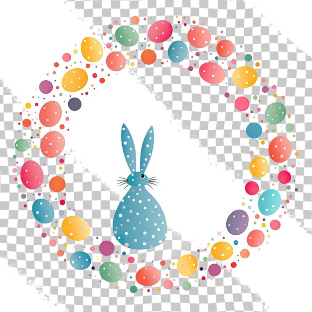 Letrero de Pascua Feliz Línea de marco Puntos de color Objeto vectorial aislado Isolado en transparencia