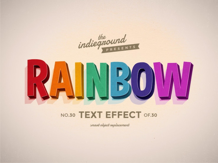 PSD un letrero que dice letras de color arco iris que dicen efecto arcoirís