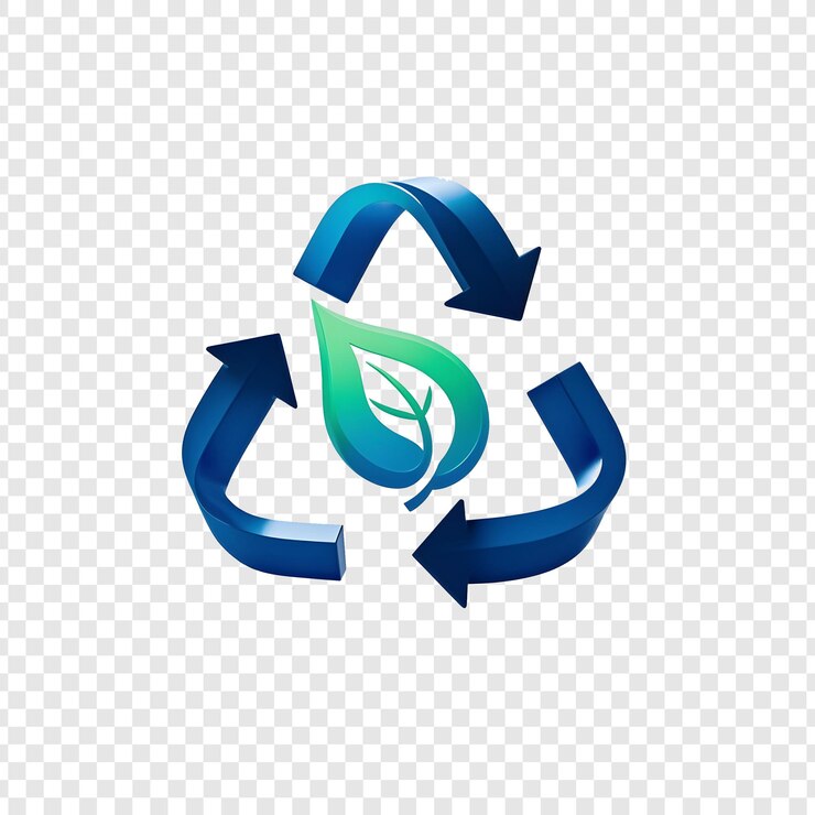 PSD un letrero de reciclaje azul con la palabra reciclaje en él