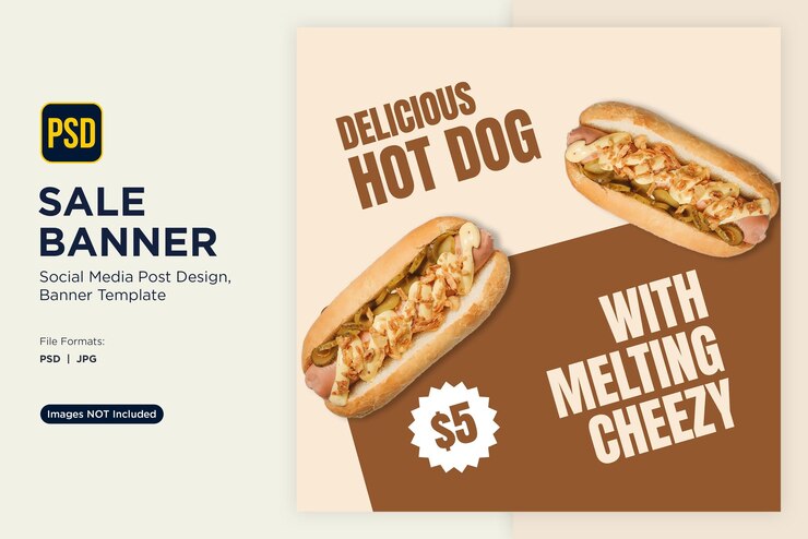 PSD el letrero de venta de deliciosos perritos calientes
