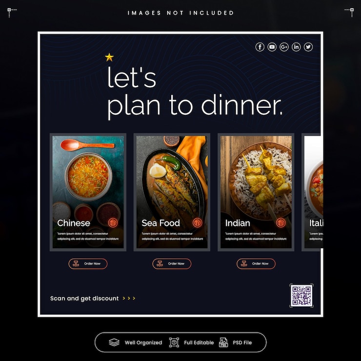 PSD lets plan to dinner es una publicación en las redes sociales del restaurante.