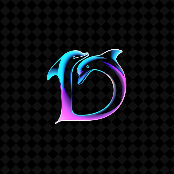 PSD letter d with neon logo design style with d shaped into a do illustration logo vector designs