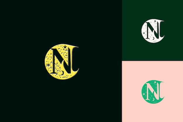 Letter N con Wordmark Logo Design Style con N a forma di natura Abstract Vector Collections