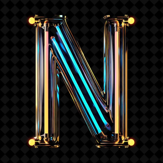 Letter n trim mit neon beleuchteten plastikstäben mit fett i neon farbe y2k shape art collection