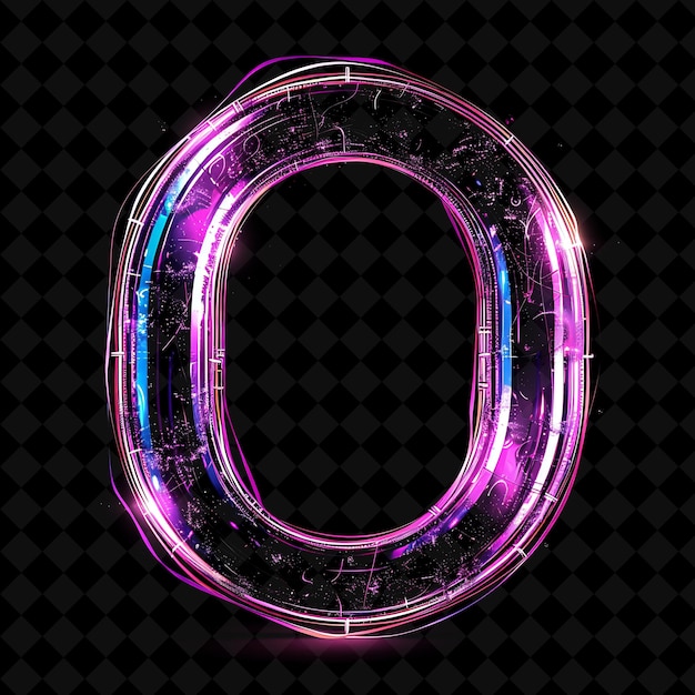 Letter O Trim with Neon Glowing Plastic Strips With Thin Bol Neon Color Y2K Shape Art Collection (collezione di opere d'arte a forma Y2K)