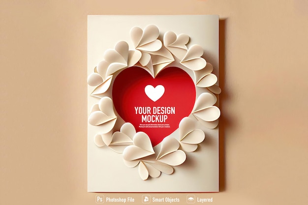 PSD letter of invitation mockup für den valentinstag