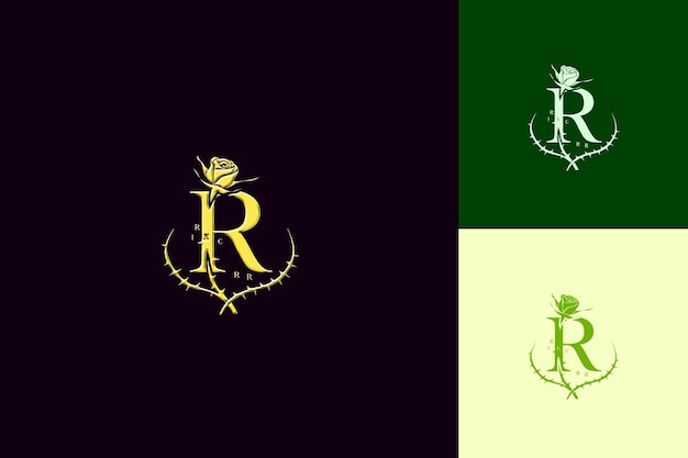 letter r with combination mark logo design style with r shap nature abstract vector collections