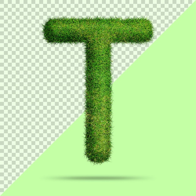 Letter t with realistic 3d grass