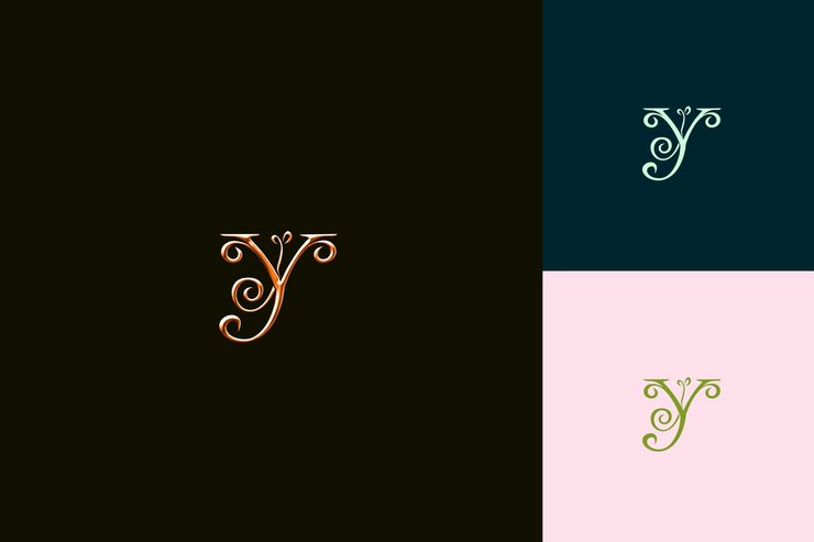 PSD letter y con wordmark logo design style con y a forma di natura abstract vector collections