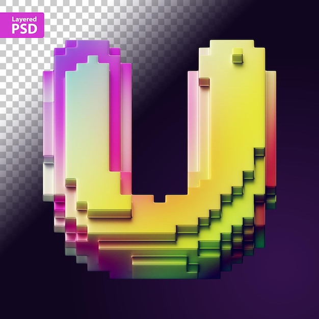 Lettera 3D fatta di pixel colorati
