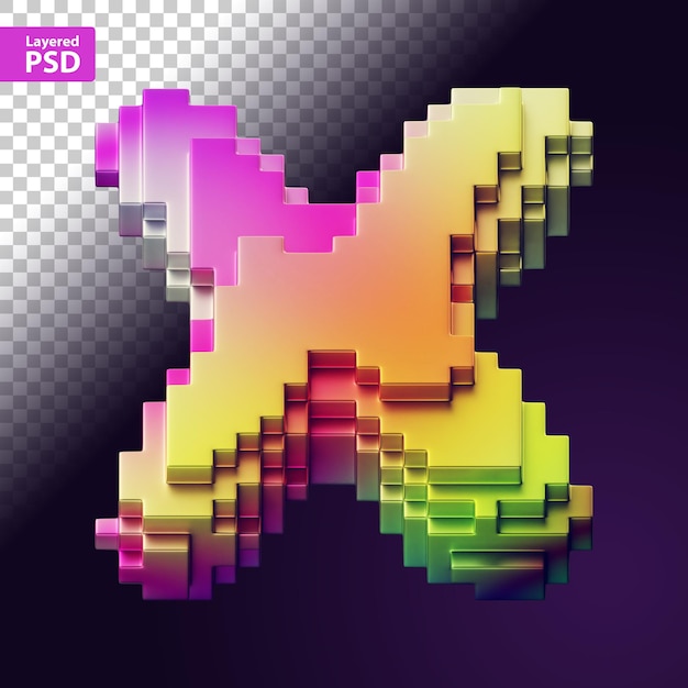 Lettera 3D fatta di pixel colorati