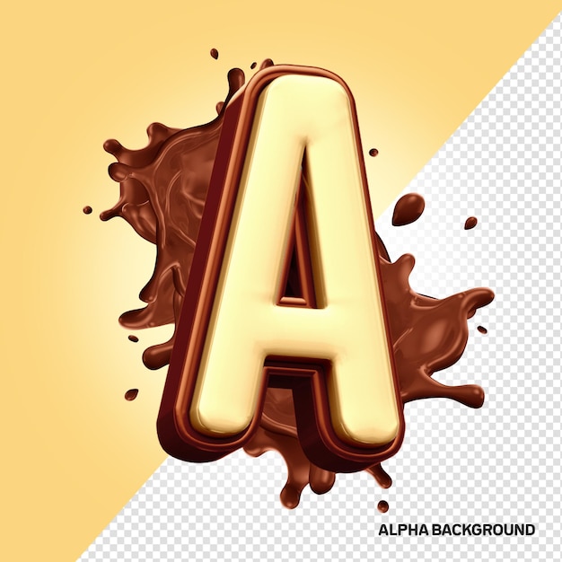 Lettera A dell'alfabeto del cioccolato 3D