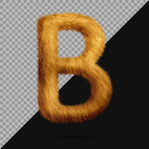 Lettera b con pelliccia 3d realistica