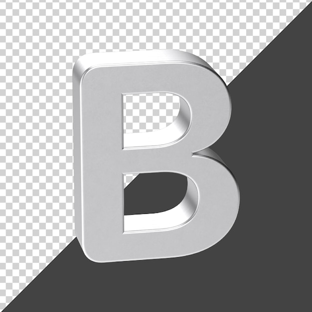 lettera b fatta di argento nel rendering 3d lettera realistica 3d b