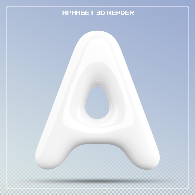 PSD lettera bianca una bolla di carattere alfabeto rendering 3d