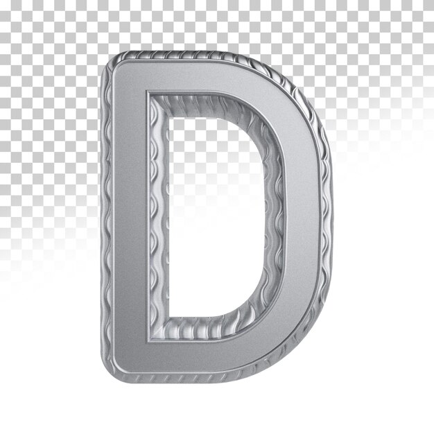 lettera D argento stile di rendering 3d