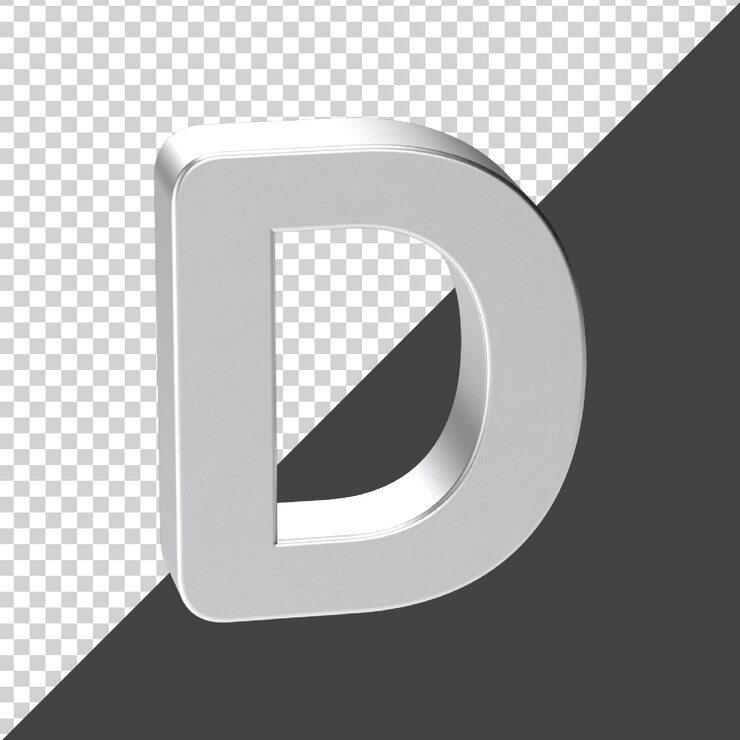 lettera d fatta di argento nel rendering 3d lettera realistica 3d d