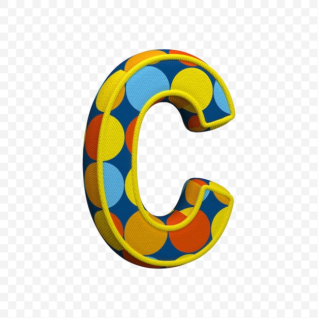 Lettera dell'alfabeto c realizzata con motivo tessile 3D illustrazione isolata