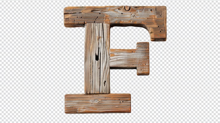 PSD lettera di legno 39f39 isolata su uno sfondo bianco per un uso creativo