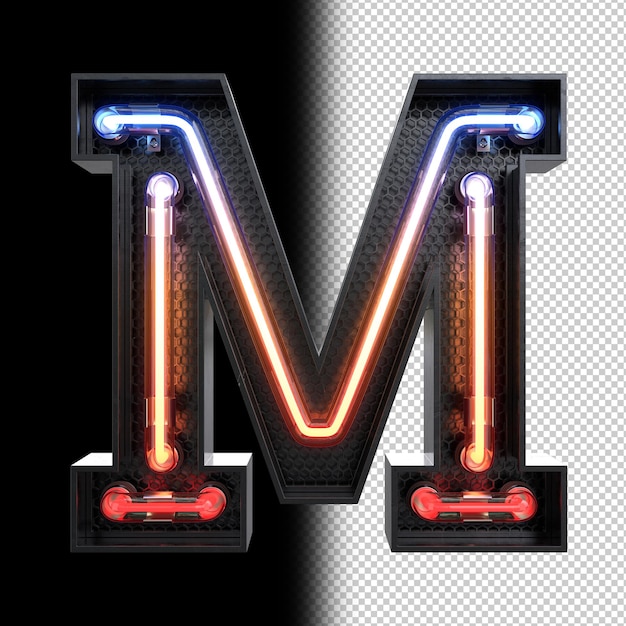 Lettera di luce al neon M.