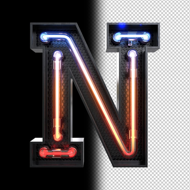 Lettera di luce al neon N