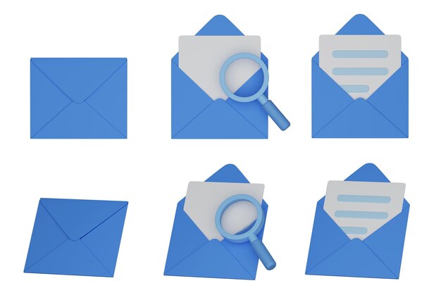 lettera di messaggio blu icona grafica 3D