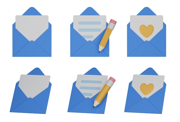 lettera di messaggio blu icona grafica 3D