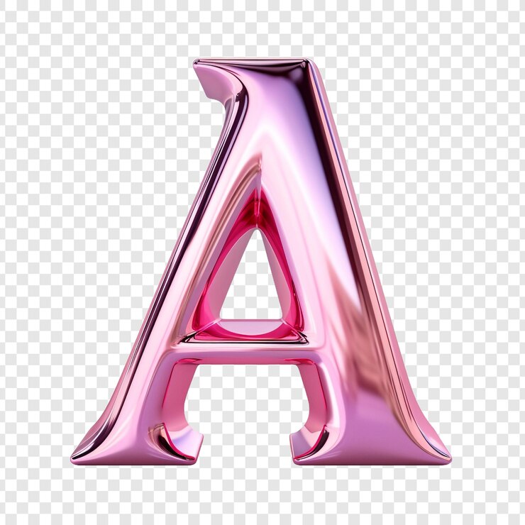 PSD lettera di vetro rosa metallico a isolata su sfondo trasparente