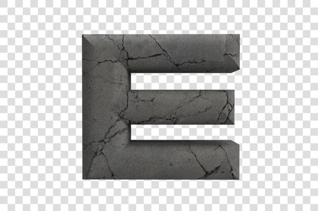 Lettera E 3d Materiale in pietra