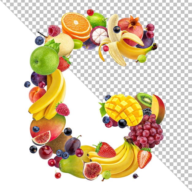 Lettera G, simbolo del carattere della frutta isolato