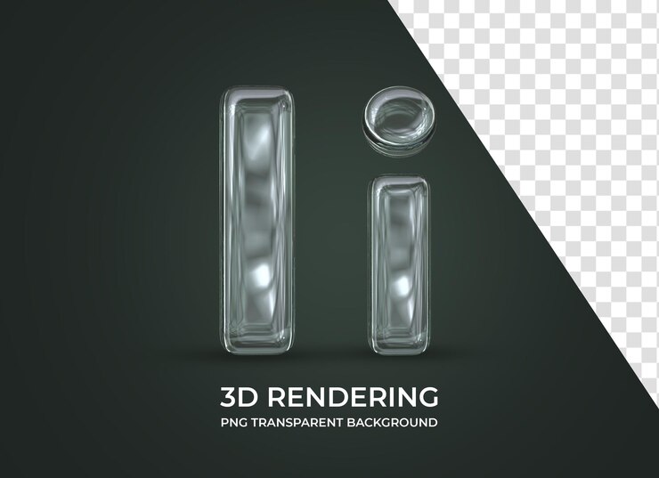 Lettera I rendering 3d isolato sfondo trasparente