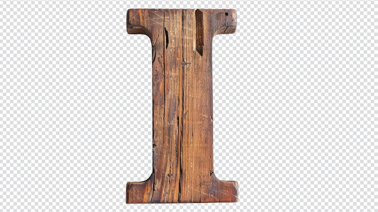 PSD lettera in legno 39i39 isolata su uno sfondo bianco per usi creativi di tipografia e design