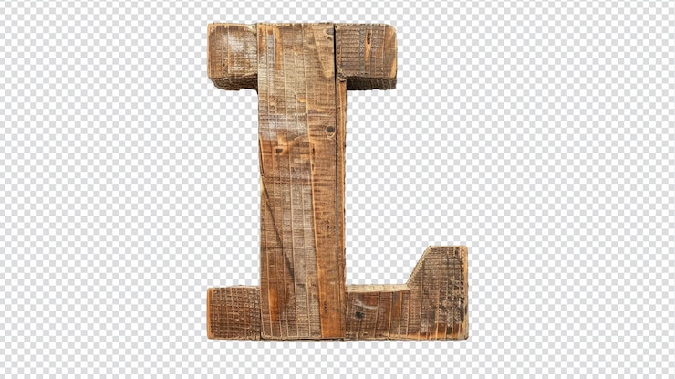 PSD lettera in legno di alta qualità 39l39 isolata su uno sfondo bianco per progetti creativi