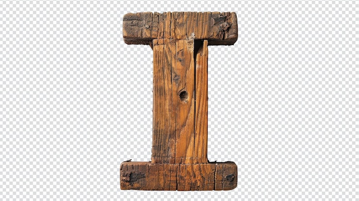 PSD lettera in legno isolata 39i39 su sfondo bianco ideale per progetti di progettazione creativa