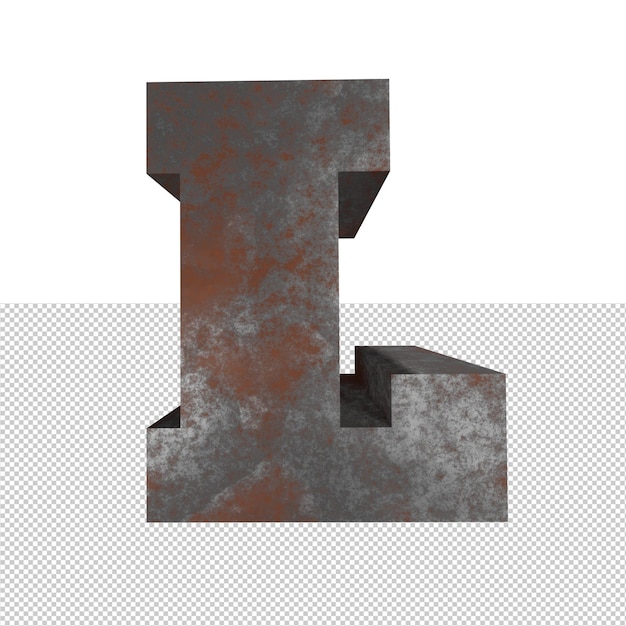 Lettera L effetto testo in ferro arrugginito rendering 3d