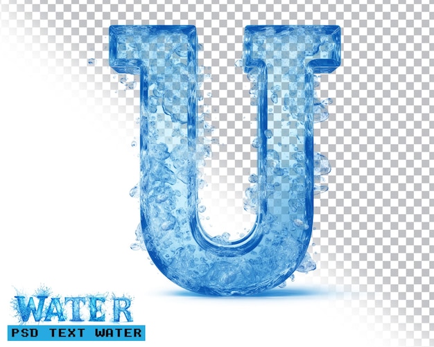 Lettera latina U fatta di spruzzi d'acqua