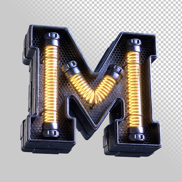 Lettera luminosa al neon calligrafica 3D M