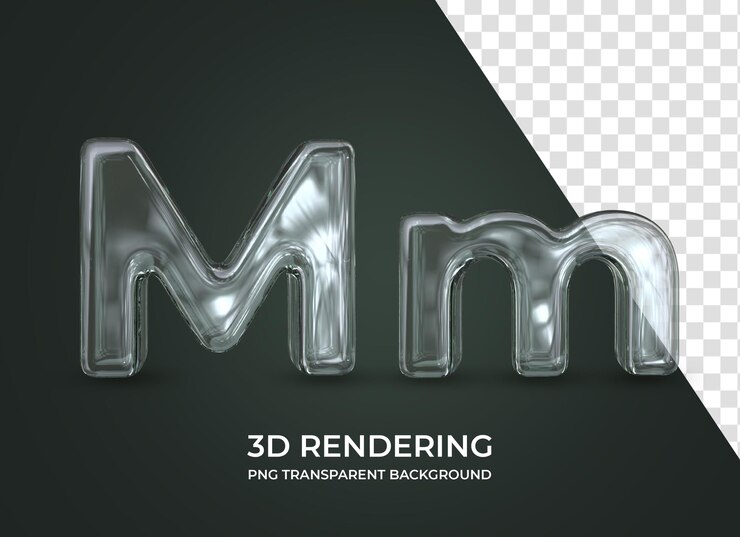 Lettera M 3d rendering isolato sfondo trasparente
