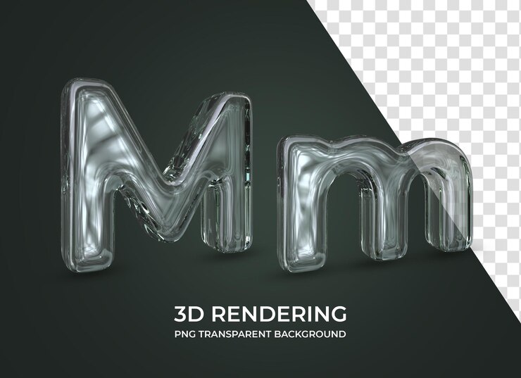 Lettera M 3d rendering isolato sfondo trasparente
