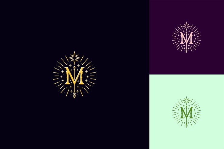 PSD lettera m con stile di progettazione del logo vintage con m a forma di natura collezioni vettoriali astratte