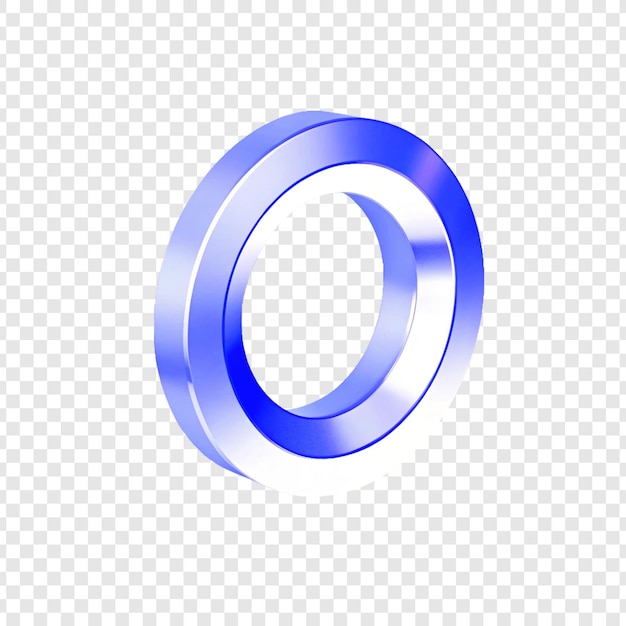 Lettera metallica blu lucida 3D O