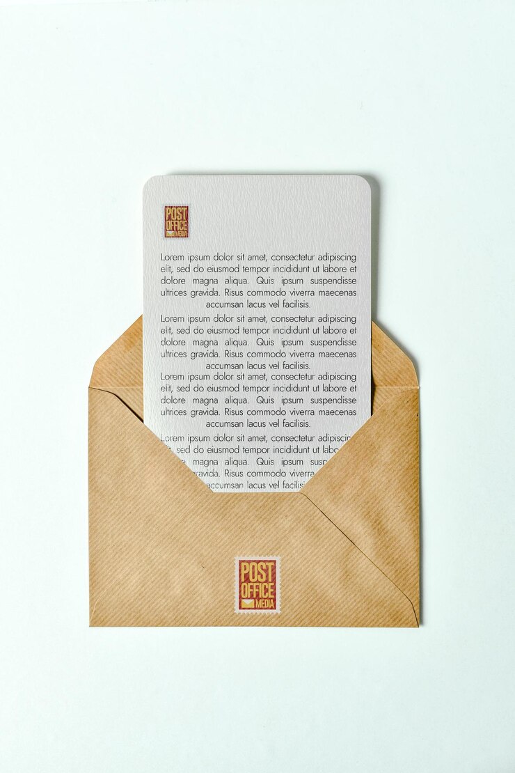 PSD lettera nel mockup della busta