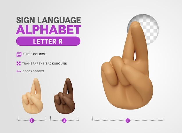 Lettera R in lingua americana segno alfabeto 3d rendering cartone animato