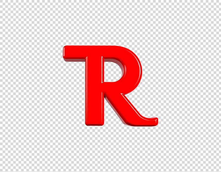 PSD lettera r rossa su sfondo trasparente