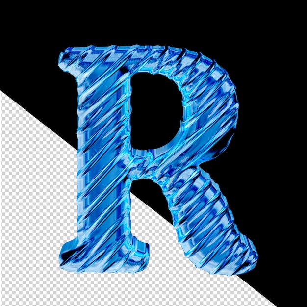 Lettera simbolo ghiaccio blu a costine r